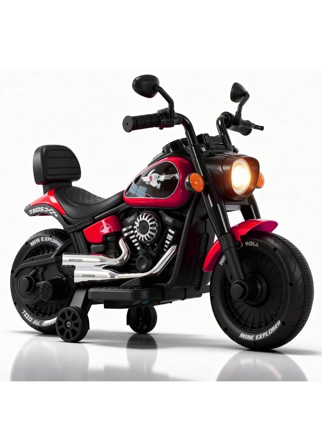 BAYBEE Classic Battery Operated Bike for Kids  | Ride on Kids bike with dazzling light & music | Rechargeable Battery Bike with Foot Accelerator | Electric Bike for Boys Girls 2+ Years Red - Image 1